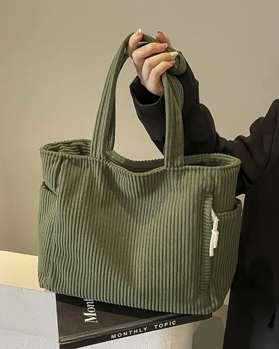 Léa™ – Tote bag côtelé avec détail en cordon - Bibi Chérie
