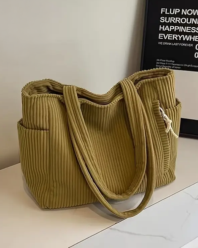 Léa™ – Tote bag côtelé avec détail en cordon - Bibi Chérie