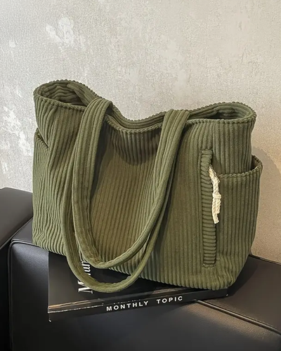 Léa™ – Tote bag côtelé avec détail en cordon - Bibi Chérie