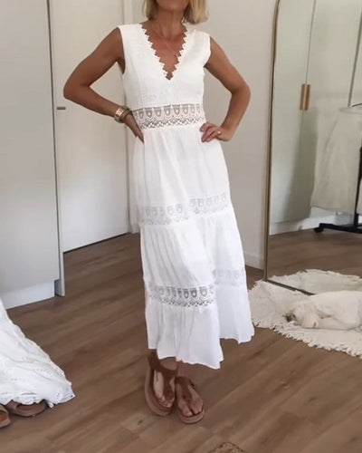 Elea™ - Robe en dentelle artisanale avec décolleté en V - Bibi Chérie