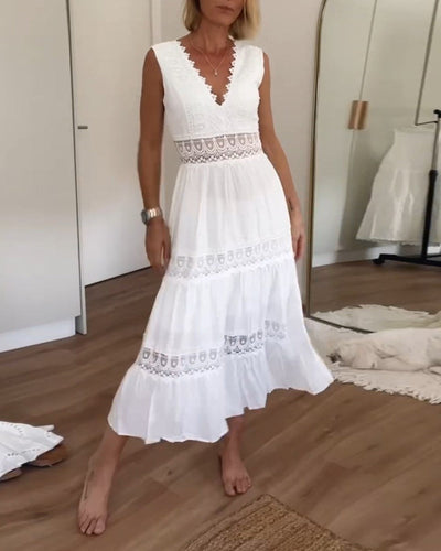 Elea™ - Robe en dentelle artisanale avec décolleté en V - Bibi Chérie