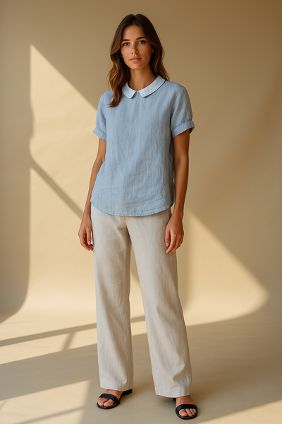 Joëlle™ | Blouse fluide à col chic - Bibi Chérie