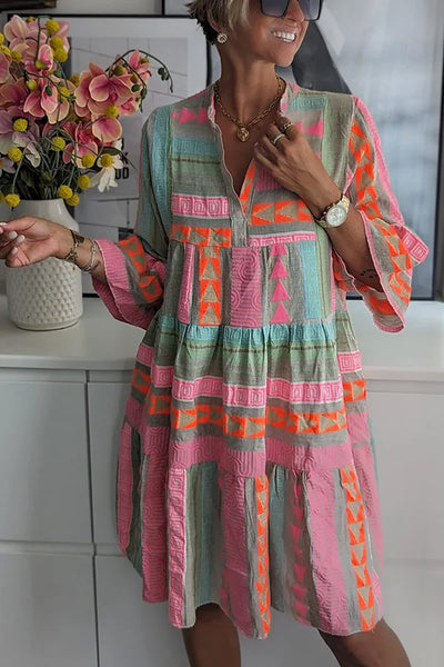 Claire – Robe Bohème Colorée à Volants - Bibi Chérie