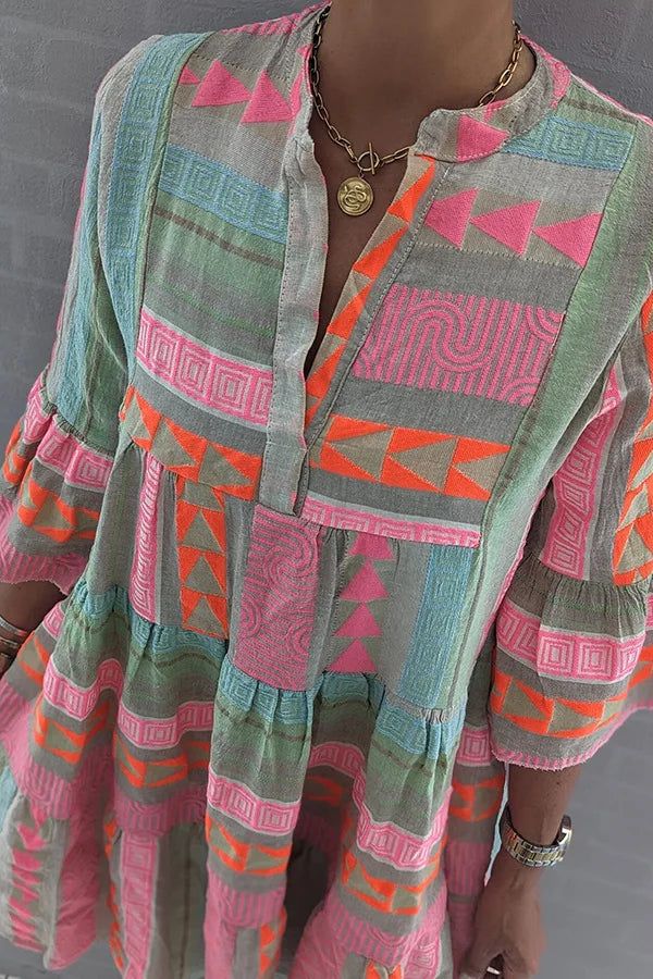 Claire – Robe Bohème Colorée à Volants - Bibi Chérie