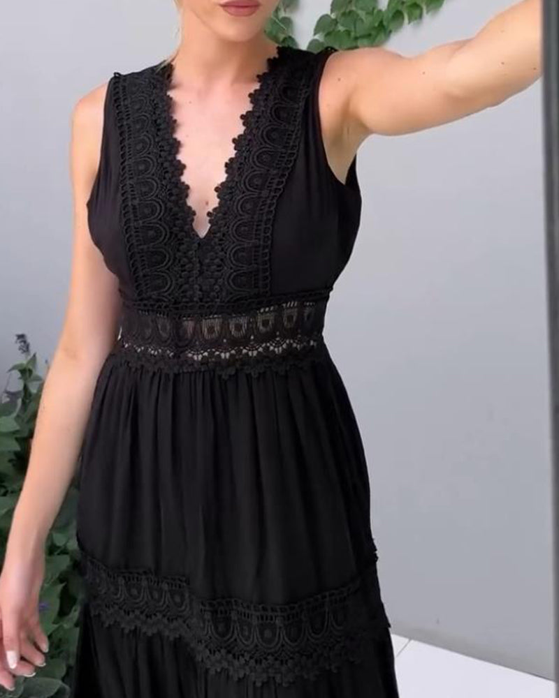 Elea™ - Robe en dentelle artisanale avec décolleté en V - Bibi Chérie
