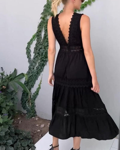 Elea™ - Robe en dentelle artisanale avec décolleté en V - Bibi Chérie