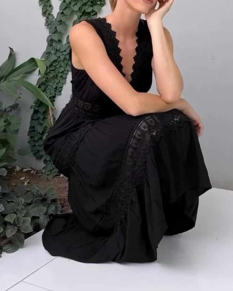Elea™ - Robe en dentelle artisanale avec décolleté en V - Bibi Chérie