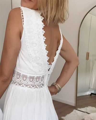Elea™ - Robe en dentelle artisanale avec décolleté en V - Bibi Chérie